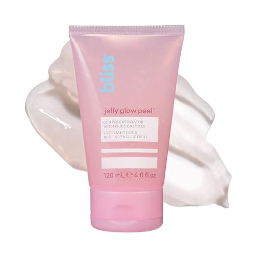 Bliss Jelly Glow Peel Exfoliator - Gentle Fruit Enzyme Cleanser, Nourishes Skin - 4 Oz
