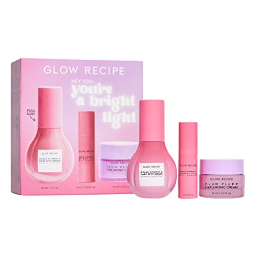 Glow Recipe Bright Light Kit - Fade Dark Spots & Hydrate Skin, Guava & Plum - 30ml, 5ml, 15ml