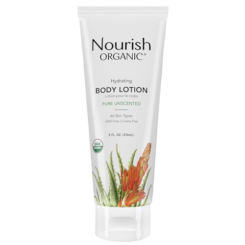 Nourish Organic Body Lotion - Intense Hydration with Certified Organic Aloe Vera & Shea Butter - 8oz