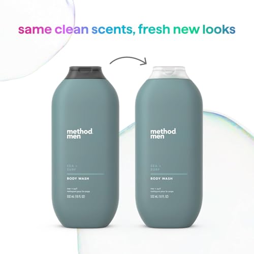 Method Men Body Wash - Plant-Based Cleanser, Nautical Scent, Paraben-Free - 3 Pack, 18oz
