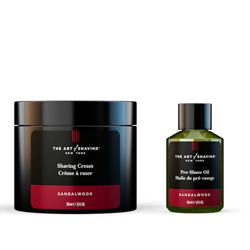 The Art of Shaving Sandalwood Shaving Kit - Soothes Skin, Nourishes with Essential Oils - 5oz & 2oz