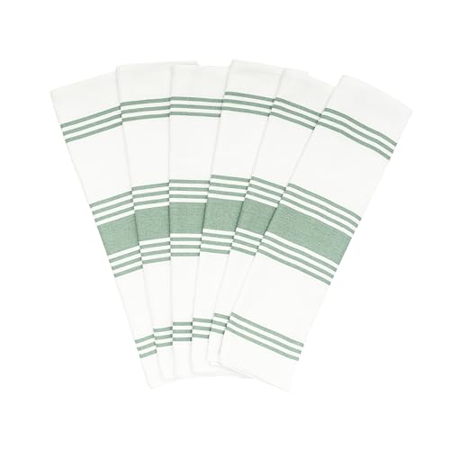 Sage Green Kitchen Towels - 100% Cotton, Absorbent & Durable, 6 Pack, 30"x20" with Hanging Loop