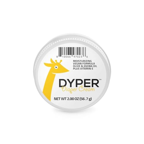 DYPER All-Natural Vegan Diaper Cream - Moisturizing, Olive & Jojoba Oil, 2 FL OZ