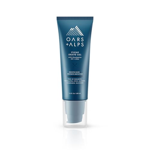 Oars + Alps Men's Clear Shave Gel - Hydrating, Dermatologist Tested with Aloe & Eucalyptus - 3.4 Oz