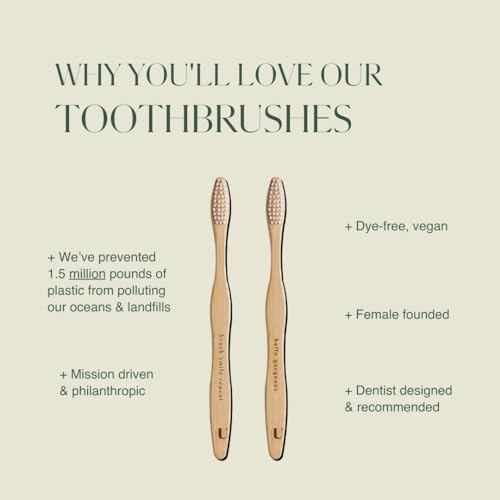 Plus Ultra Bamboo Toothbrush 2-Pack - Dentist Approved, Soft Bristles, Affirmation Handles