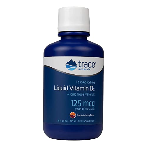 Trace Minerals Liquid Vitamin D3 - Supports Bone & Immune Health, Tropical Cherry Flavor - 16 fl oz