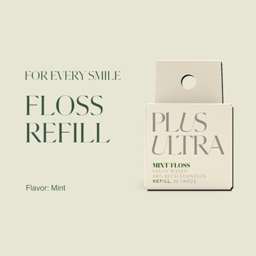 Plus Ultra Dental Floss Refill - Mint Flavor, 100% Recycled Nylon, Vegan Wax, 32 Yards