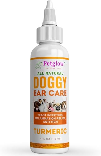 PetGlow Dog Ear Cleaner - Natural Relief for Ear Infections, Odor & Itch - Turmeric Formula