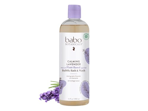 Babo Botanicals Calming Lavender Bubble Bath & Wash - Soothes Sensitive Skin, EWG Verified - 8oz