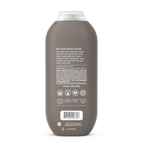 Method Men Body Wash - Plant-Based Cleansers, Paraben & Phthalate Free, Cedar + Cypress - 18oz