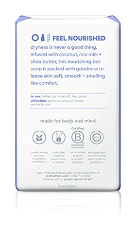 Method Bar Soap - Moisturizing Coconut & Shea, Cruelty-Free, 4 Pack of 6oz Bars