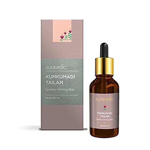 Auravedic Kumkumadi Tailam Face Oil - Hydrates & Reduces Fine Lines, Lightweight Saffron Oil - 30ml