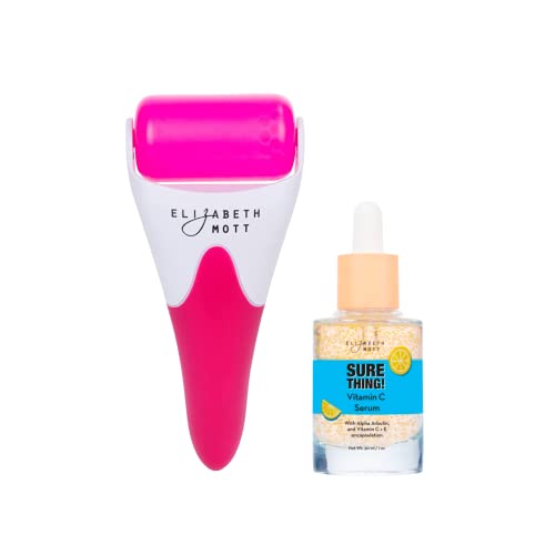 Elizabeth Mott Ice Roller & Brightening Serum - Puffiness Relief, Cooling Gel, 1.7oz
