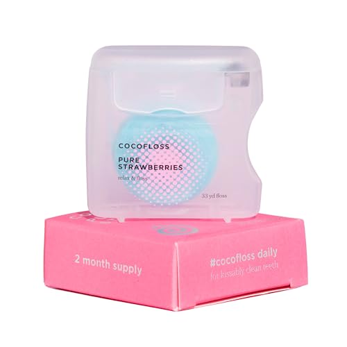 Cocofloss Woven Dental Floss - Dentist-Designed, Infused with Coconut Oil, Strawberry Scent - 33 yd