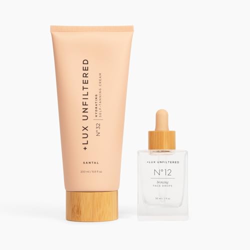 + Lux Unfiltered Gradual Self Tanner Set - Hydrating Bronze Finish, Vegan Ingredients - 8oz
