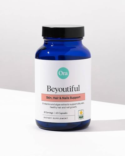 Ora Organic Hair, Skin & Nails Support - B Vitamins & Algae for Healthy Glow - 60 Vegan Capsules