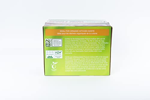 BioBag Compostable Food Scrap Bags - Drawstring, Certified Compostable, 80 Count - 1.2 Gallon