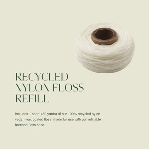 Plus Ultra Dental Floss Refill - Mint Flavor, 100% Recycled Nylon, Vegan Wax, 32 Yards
