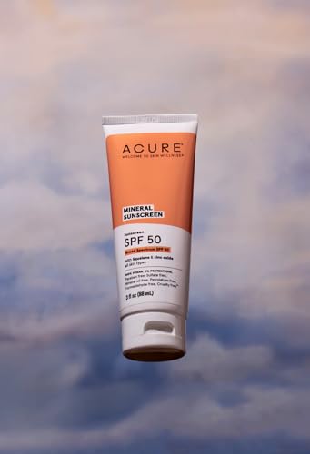Acure Mineral Sunscreen SPF 50 - Broad Spectrum Protection, Nourishing Botanicals - 3 Fl Oz
