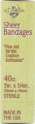 All Terrain Sheer Bandages - Latex-Free, Non-Stick, Safe for Sensitive Skin - 40 Count