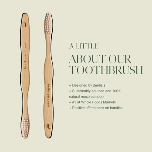 Plus Ultra Bamboo Toothbrush 2-Pack - Dentist Approved, Soft Bristles, Affirmation Handles