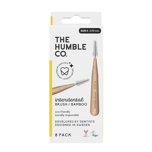 Humble Brush Bamboo Interdental Brush - Cleans Between Teeth, Vegan, 8-Pack Size 7