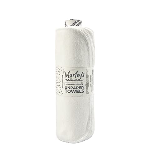 Marley's Monsters UNpaper Towels - Reusable Cotton, High Absorbency, 24 Count Roll