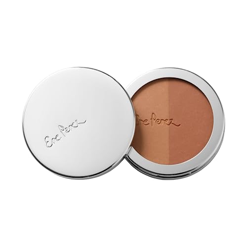 Ere Perez Rice Powder Blush & Bronzer - Rosy Glow, Oil-Absorbing Formula, Refillable Compact - Tulum