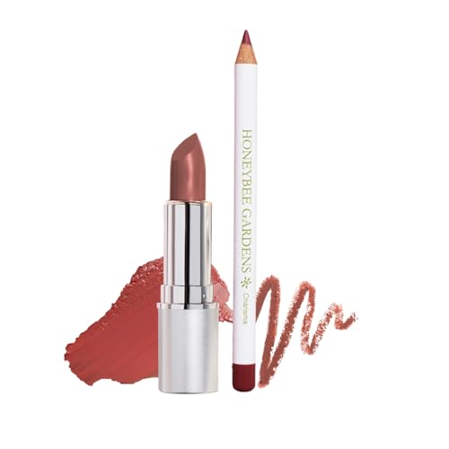Honeybee Gardens Lipstick & Lip Liner Bundle - Vegan, Gluten-Free, Mauve/Rose & Berry Shades