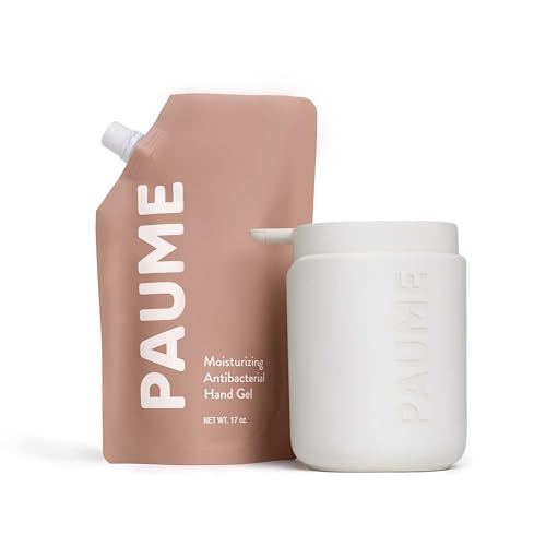 PAUME Hand Sanitizer Bundle - Kills 99.99% of Germs, Plant-Based & Vegan - 17oz Refill & Pump