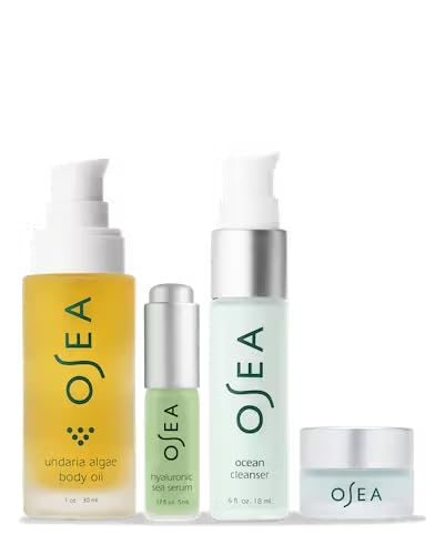 OSEA Skincare Set - Hydrating Essentials, Vegan & Cruelty-Free - 4-Piece Travel Kit