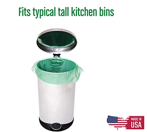 BioBag Compostable Kitchen Trash Bags - 100% Certified, 13 Gallon, 48 Count, USA Made
