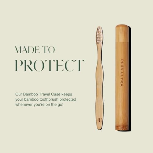 Plus Ultra Bamboo Travel Case - Protects Toothbrush, Moisture-Reducing, 100% Bamboo