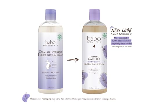 Babo Botanicals Calming Lavender Bubble Bath & Wash - Soothes Sensitive Skin, EWG Verified - 8oz