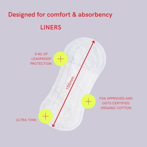 August Organic Panty Liners - Super Absorbent, Hypoallergenic, 100% Organic Cotton - 32 Liners
