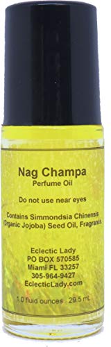 Nag Champa Perfume Oil - Long-Lasting Jojoba Base, Alcohol-Free, 1oz Travel Roll-On