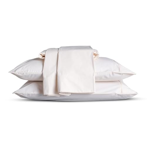 Sleep & Beyond Organic Cotton Percale Sheet Set - Breathable, Lightweight Comfort - Split King