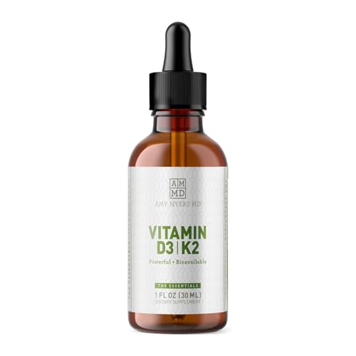 Dr. Amy Myers Vitamin D3 K2 Liquid Drops - Supports Immune & Bone Health, Non-GMO - 1 OZ