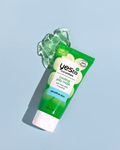 Yes To Cucumber Face Mask - Hydrating Gel for Sensitive Skin with Antioxidants - 3 Fl Oz