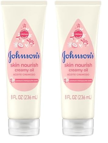 Johnson's Body Oil - 24-Hour Moisture with Coconut & Honeysuckle, Hypoallergenic - 8 fl oz (2-Pack)