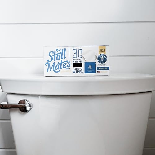 Stall Mates Adult Hygienic Wipes - Soothing Witch Hazel, Flushable & Hypoallergenic - 30 Singles