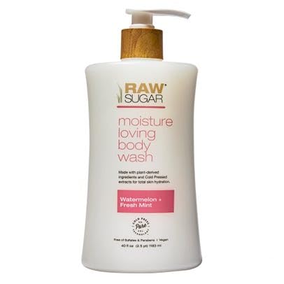 Raw Sugar Body Wash - Hydrating Watermelon & Fresh Mint, Vegan, Sulfate & Paraben Free - 40 fl oz