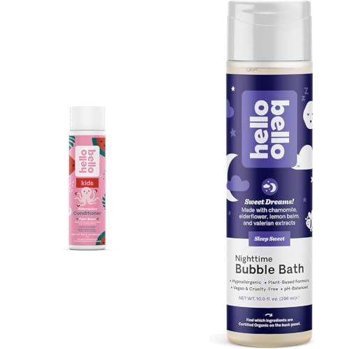 Hello Bello Kids Hair Care Set - Hypoallergenic Conditioner & Nighttime Bubble Bath, 10 Fl Oz Each