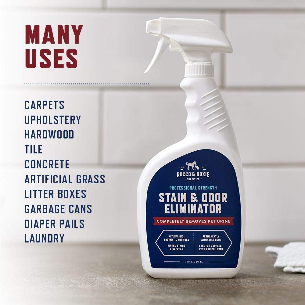 Rocco & Roxie Stain & Odor Remover - Enzyme-Activated, Safe for Pets & Kids - 32oz
