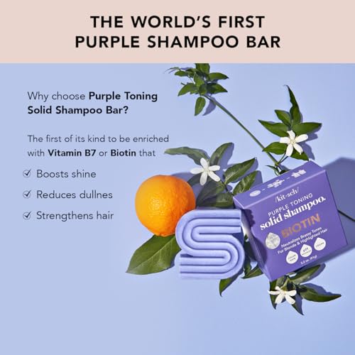 Kitsch Purple Toning Shampoo Bar - Neutralizes Brass, Biotin-Enriched, Paraben-Free - 3.2oz