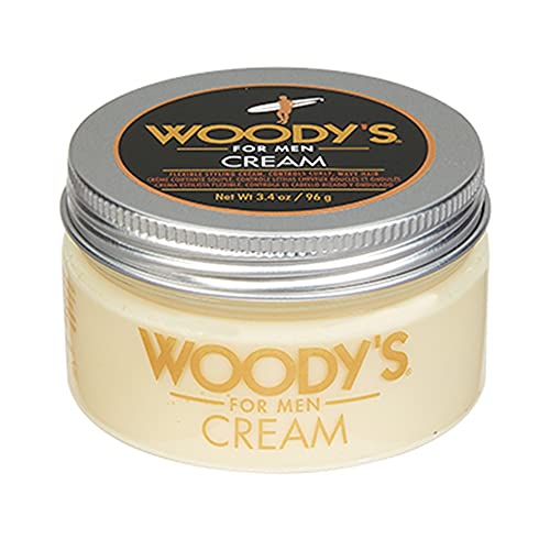 Woody's Hair Styling Cream for Men - Defines Curly/Wavy Hair, Healthy Shine, 3.4 oz