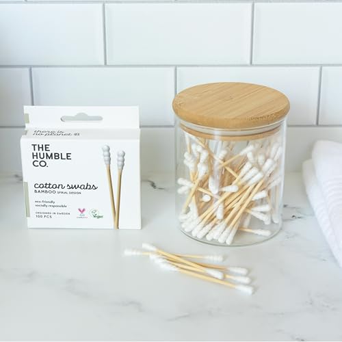 The Humble Co. Bamboo Cotton Swabs - Chlorine-Free, Hypoallergenic, 600 Count, Versatile Use