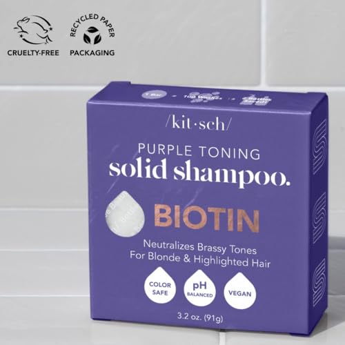 Kitsch Purple Toning Shampoo Bar - Neutralizes Brass, Biotin-Enriched, Paraben-Free - 3.2oz