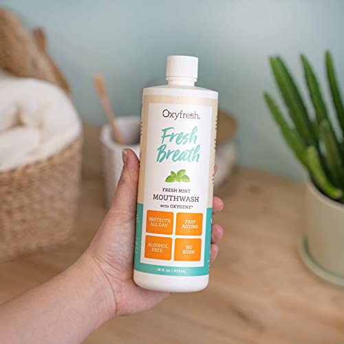 Oxyfresh Mouthwash - Long-Lasting Fresh Breath, Alcohol & Fluoride Free, Peppermint - 16oz