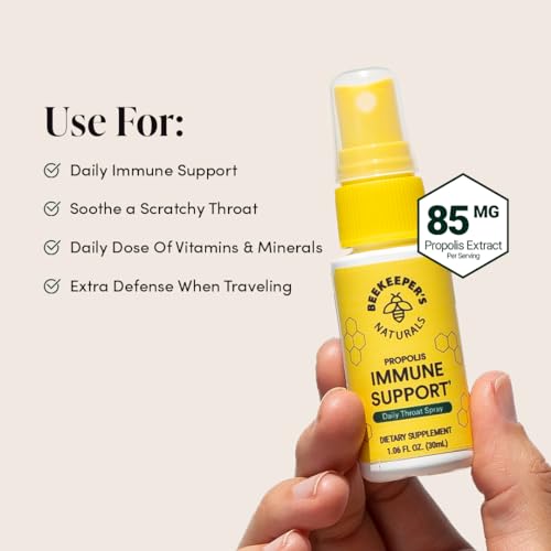 Beekeeper's Naturals Propolis Throat Spray - Immune Support & Sore Throat Relief - 1.06oz